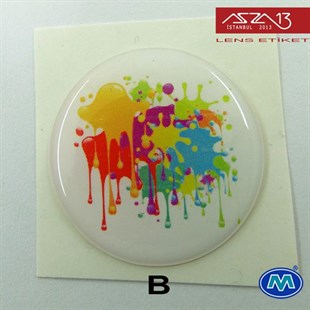 Kendinden Yapışkanlı 30 mm Yuvarlak Epoxy Etiket (Modes) / Paket İçeriği 2 Adet
