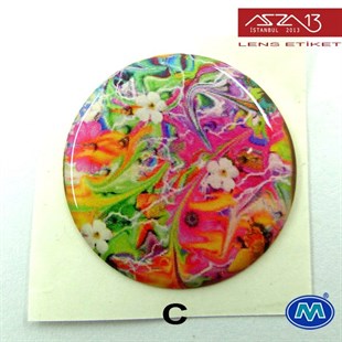 Kendinden Yapışkanlı 30 mm Yuvarlak Epoxy Etiket (Modes) / Paket İçeriği 2 Adet