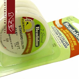 3lü Set 0,38 mm Nylon Kaplamalı Çelik Boncuk Teli / Siyah-Beyaz-Gri