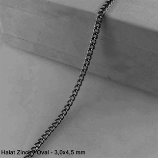Zincir - Düz Halat Tip - Oval 3 mm - Siyah Mine Kaplama / 1 Metre
