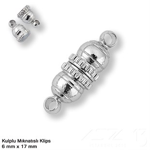 Nikel Kaplamalı, 1.5x0.6 cm Desenli, Silindirik, Mıknatıslı Kilit / Paket İçeriği 1 Adet