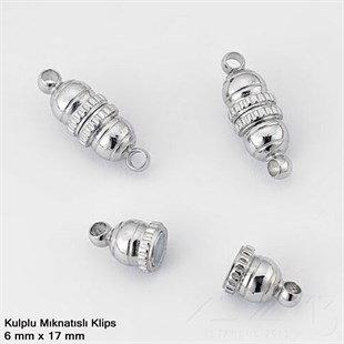 Nikel Kaplamalı, 1.5x0.6 cm Desenli, Silindirik, Mıknatıslı Kilit / Paket İçeriği 1 Adet