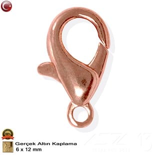 Klips - Damla (Papağan) - Gerçek Rose Altın Kaplama - 12 mm - 5 Adet