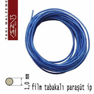 Mavi 1,00 mm Kalınlıkta Film Kaplı Paraşüt İpi / 3 Metre