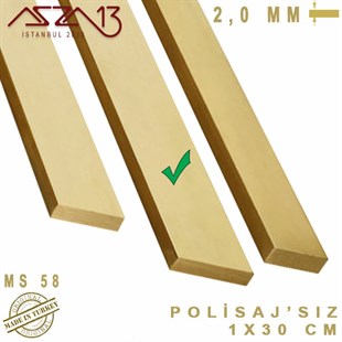 2.0 mm (2000 Mikron) - 1x30 cm - Pirinç Lama / 1 Adet