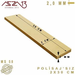 2.0 mm (2000 Mikron) - 2x30 cm - Pirinç Lama / 1 Adet
