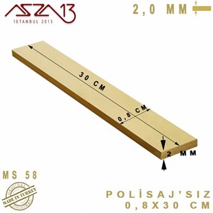 2.0 mm (2000 Mikron) - 0,8x30 cm - Pirinç Lama / 1 Adet