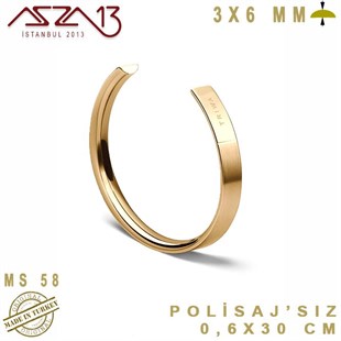 3.0 mm (3000 Mikron) - 0,6x30 cm - Pirinç Yarım Yuvarlak Çubuk / 1 Adet