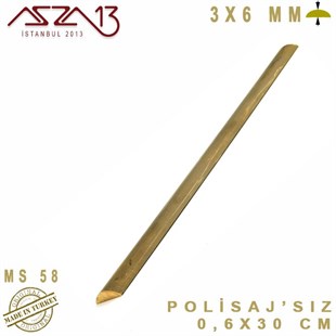 3.0 mm (3000 Mikron) - 0,6x30 cm - Pirinç Yarım Yuvarlak Çubuk / 1 Adet