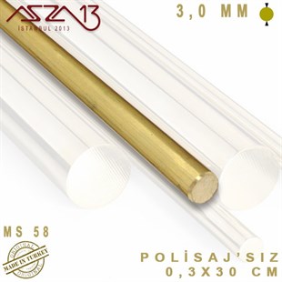 3.0 mm (3000 Mikron) - 30 cm - Pirinç Çubuk / 1 Adet