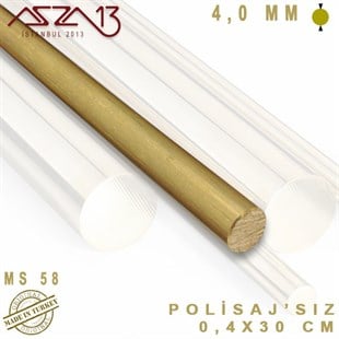 4.0 mm (4000 Mikron) - 30 cm - Pirinç Çubuk / 1 Adet