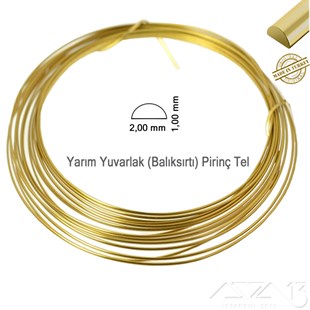 Pirinç Yarım Yuvarlak Tel / 1,0x2,0 mm / 1 Metre