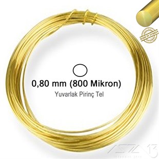 Pirinç Yuvarlak Tel / 0.8 mm / 5 Metre