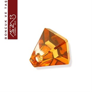 14x14/18 mm Piramit, Açık Kahve Şeffaf Boncuk / Paket İçeriği 1 Adet