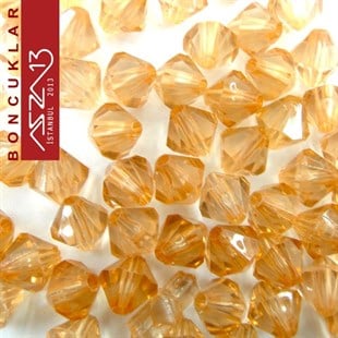 Bikon (Piramit), 8 mm, Şampanya Boncuk / Paket İçeriği 110 Adet