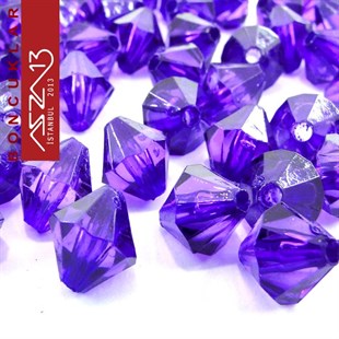 Bikon (Piramit), 8 mm, Koyu Eflatun Boncuk / Paket İçeriği 110 Adet