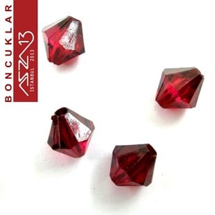 Bikon (Piramit), 8 mm, Bordo Boncuk / Paket İçeriği 110 Adet