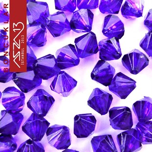 Bikon (Piramit), 8 mm, Koyu Eflatun Boncuk / Paket İçeriği 110 Adet