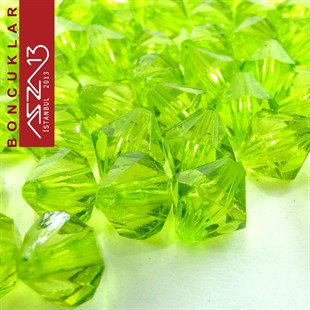Bikon (Piramit), 8 mm, Açık Yeşil Boncuk / Paket İçeriği 110 Adet