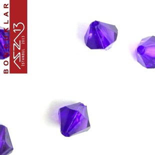 Bikon (Piramit), 8 mm, Koyu Eflatun Boncuk / Paket İçeriği 110 Adet