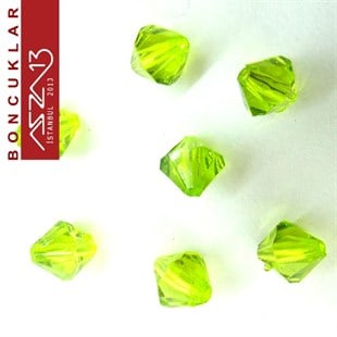 Bikon (Piramit), 8 mm, Açık Yeşil Boncuk / Paket İçeriği 110 Adet