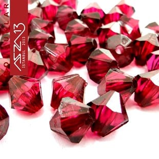 Bikon (Piramit), 8 mm, Bordo Boncuk / Paket İçeriği 110 Adet