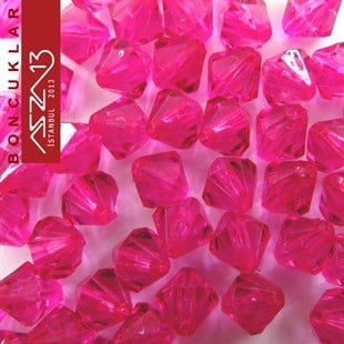 Bikon (Piramit), 8 mm, Koyu Pembe Boncuk / Paket İçeriği 110 Adet