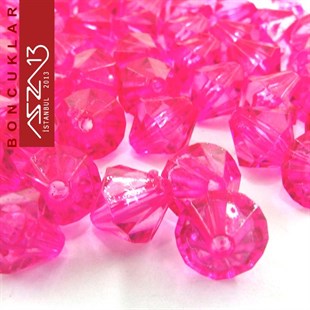 Bikon (Piramit), 8 mm, Koyu Pembe Boncuk / Paket İçeriği 110 Adet