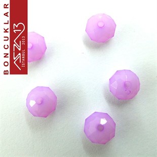 Fasetli, 8 mm, Rondela, Lila Buzlu Boncuk / Paket İçeriği 100 Adet