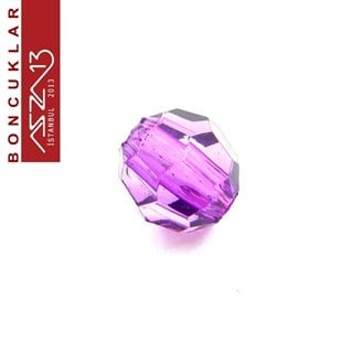 Fasetli, 8 mm, Yuvarlak, Mor Boncuk / Paket İçeriği 65 Adet