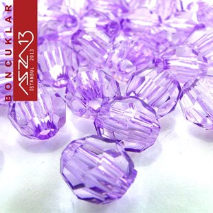 Fasetli, 8 mm, Yuvarlak, Lila Boncuk / Paket İçeriği 65 Adet