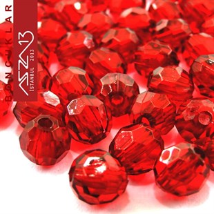 Fasetli 6 mm Yuvarlak, Bordo Boncuk / Paket İçeriği 85 Adet