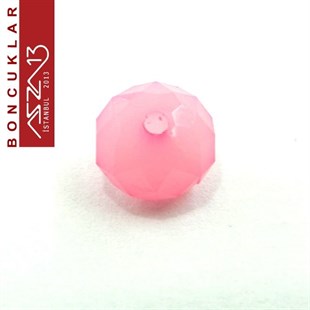 Fasetli, 8 mm, Rondela, Pembe Buzlu Boncuk / Paket İçeriği 100 Adet