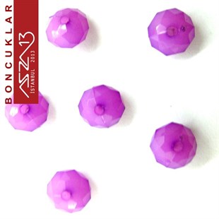 Fasetli, 8 mm, Rondela,  Mor Buzlu Boncuk / Paket İçeriği 100 Adet