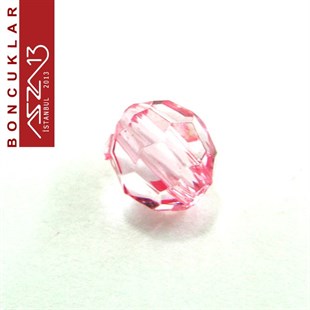 Fasetli, 8 mm, Yuvarlak, Açık Pembe Boncuk / Paket İçeriği 65 Adet