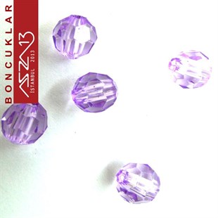 Fasetli, 8 mm, Yuvarlak, Lila Boncuk / Paket İçeriği 65 Adet