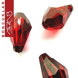 Fasetli, 15 mm, Damla, Bordo Boncuk / Paket İçeriği 10 Adet