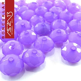 Fasetli, 8 mm, Rondela,  Eflatun Buzlu Boncuk / Paket İçeriği 100 Adet
