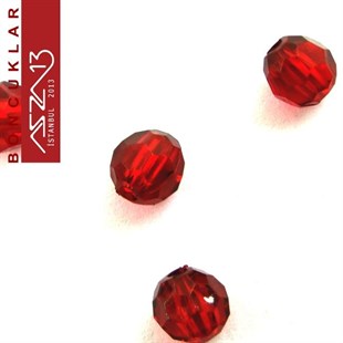 Fasetli 6 mm Yuvarlak, Bordo Boncuk / Paket İçeriği 85 Adet