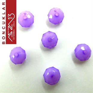 Fasetli, 8 mm, Rondela,  Eflatun Buzlu Boncuk / Paket İçeriği 100 Adet