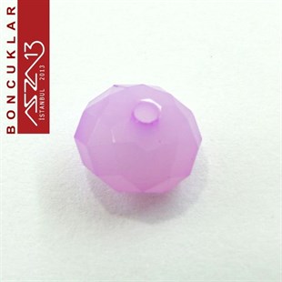 Fasetli, 8 mm, Rondela, Lila Buzlu Boncuk / Paket İçeriği 100 Adet