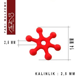 Fuşya, Akrilik, 14 mm, Kar Tanesi Boncuk / Paket İçeriği 100 Adet