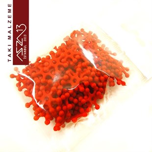 Kırmızı, Akrilik, 14 mm, Kar Tanesi Boncuk / Paket İçeriği 100 Adet