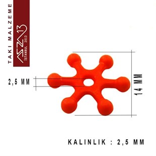 Kırmızı, Akrilik, 14 mm, Kar Tanesi Boncuk / Paket İçeriği 100 Adet