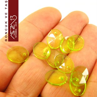 Oval 13 mm, Açık Yeşil Şeffaf Boncuk / Paket İçeriği 10 Adet