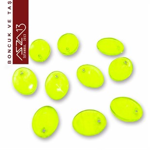 Oval 13 mm, Açık Yeşil Şeffaf Boncuk / Paket İçeriği 10 Adet
