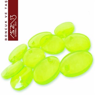 Oval 13 mm, Açık Yeşil Şeffaf Boncuk / Paket İçeriği 10 Adet