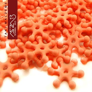 Pembe, Akrilik, 14 mm, Kar Tanesi Boncuk / Paket İçeriği 100 Adet
