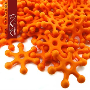 Turuncu, Akrilik, 14 mm, Kar Tanesi Boncuk / Paket İçeriği 100 Adet
