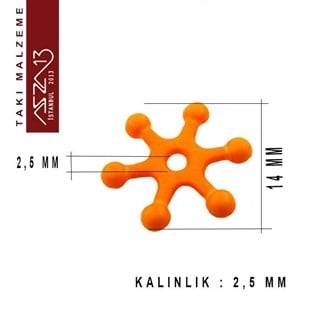 Turuncu, Akrilik, 14 mm, Kar Tanesi Boncuk / Paket İçeriği 100 Adet